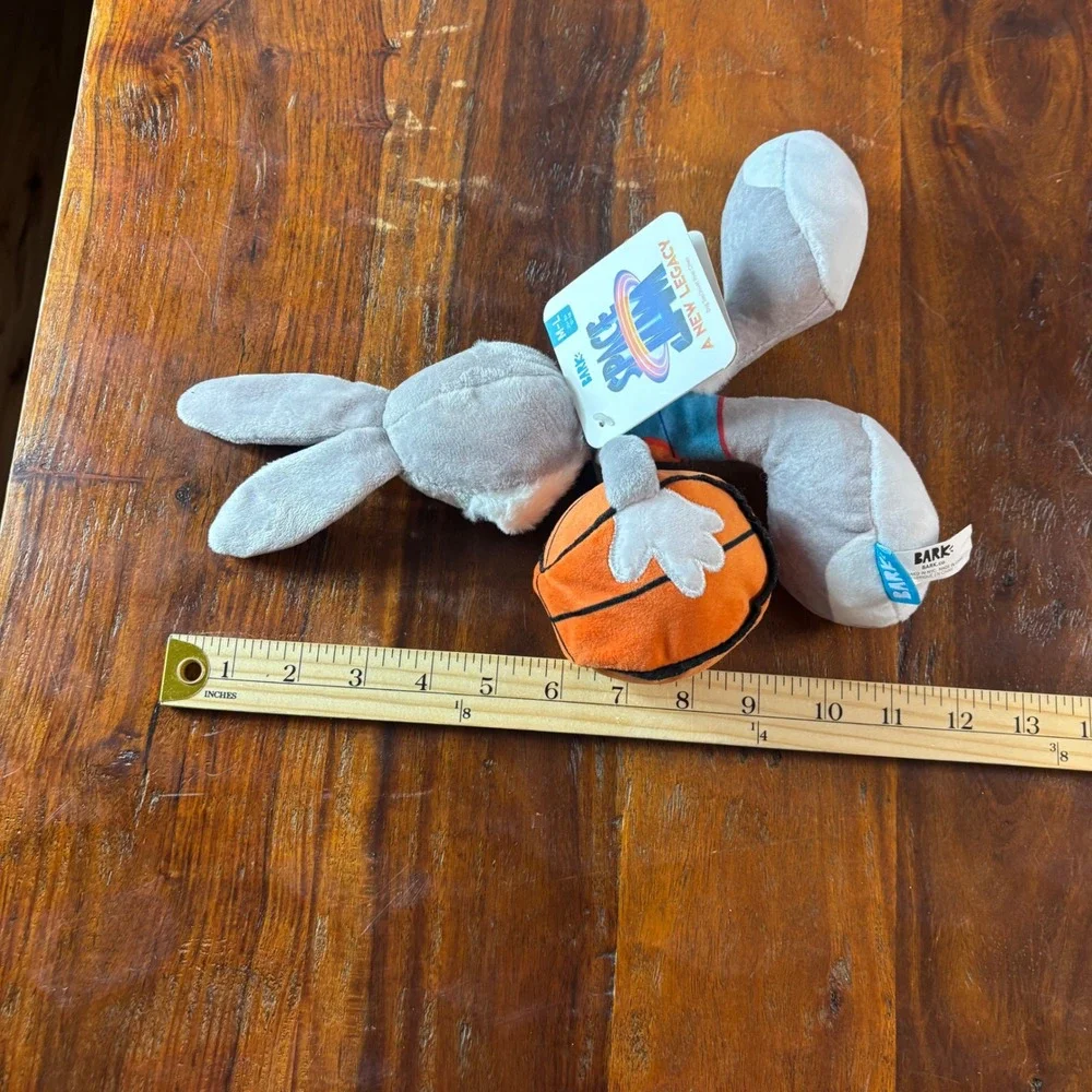 BARK Space Jam A New Legacy Bugs Bunny Plush Squeaky Crinkle Dog Toy M-L NWT